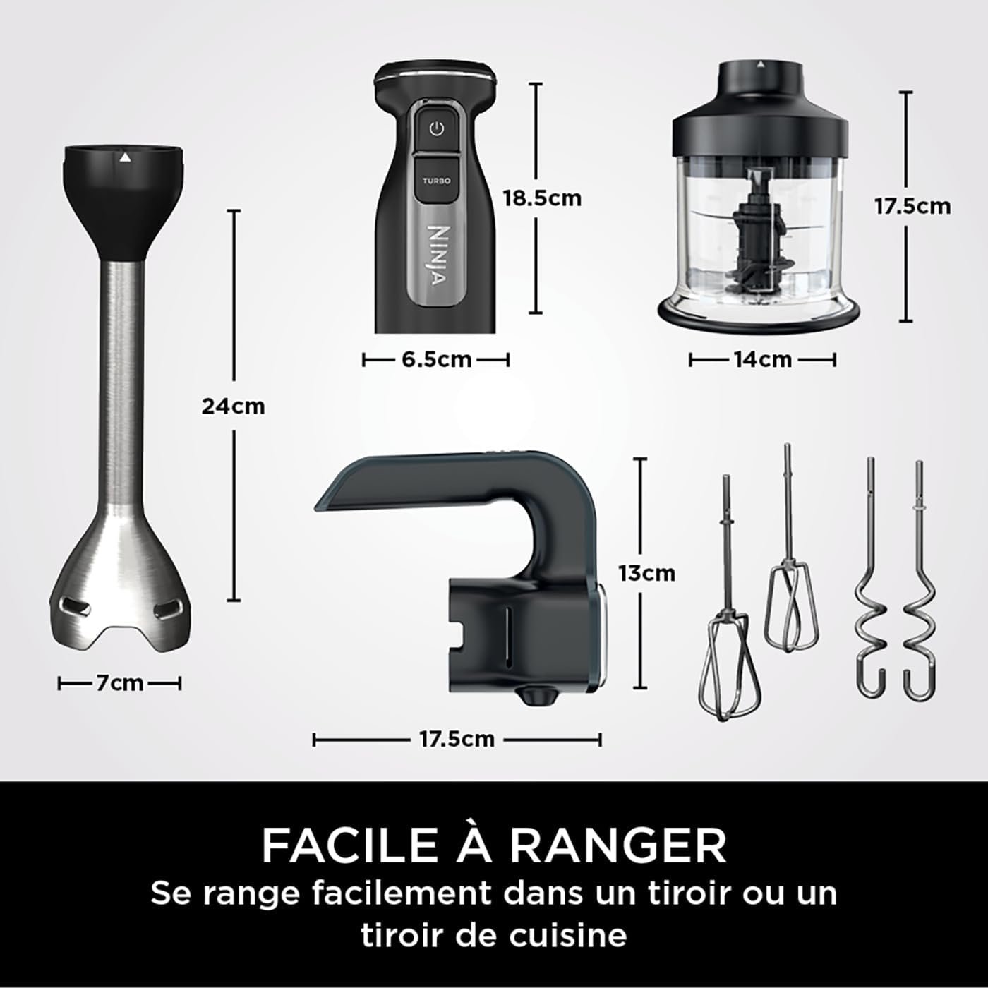 Kit Mixeur Plongeant Hachoir Batteur Base Multifonction 850W Ninja CI100EU – Image 9