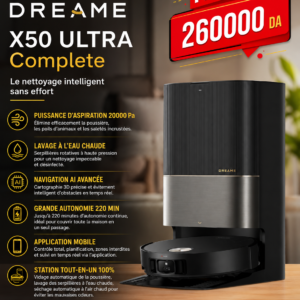 DREAME X50 Ultra Complete Robot Aspirateur Avec Station, 20000 Pa, 6 cm d'Escalade, 89 mm Fin, Brosse Latérale Extensible Et Serpillière, Nettoyage À 80°C, Brosse Double et Brosses Latérales Amovibles