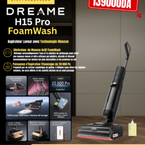 dreame H15 Pro FoamWash Aspirateur Laveur, Nettoyage Ciblé, Solution à Rapport Intelligent, Bras Robotisé IA 2.0, TangleCut 2.0, Lavage Intelligent de la Brosse, Séchage Intelligent
